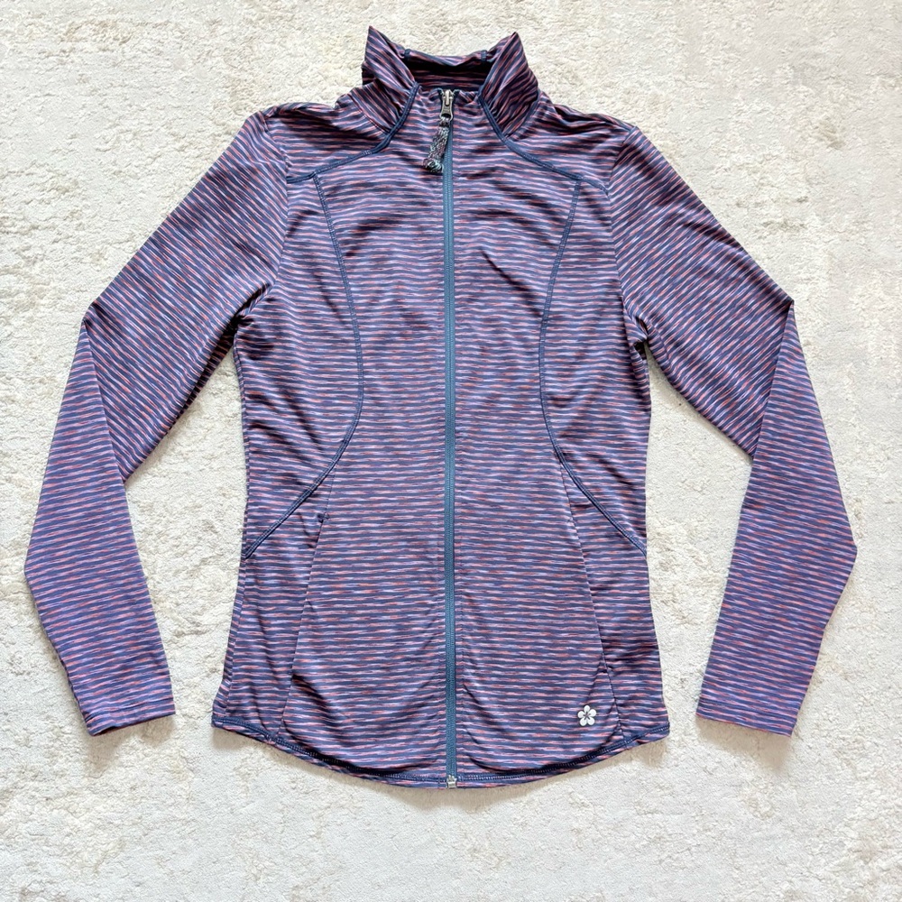 Tuff Athletics Navy Blue & Purple Striped Zip Up Athletic Jacket Size Small - Picture 2 of 10